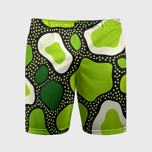 Мужские спортивные шорты Зеленая абстракция с кругами / 3D-принт – фото 1