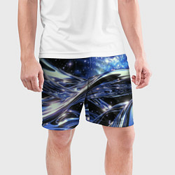 Шорты спортивные мужские Закрученные линии и звезды - космическая абстракци, цвет: 3D-принт — фото 2