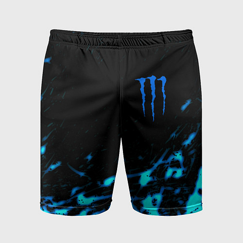 Мужские спортивные шорты Monster energy голубые краски / 3D-принт – фото 1