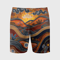 Шорты спортивные мужские Горы и холмы в виде узоров, цвет: 3D-принт