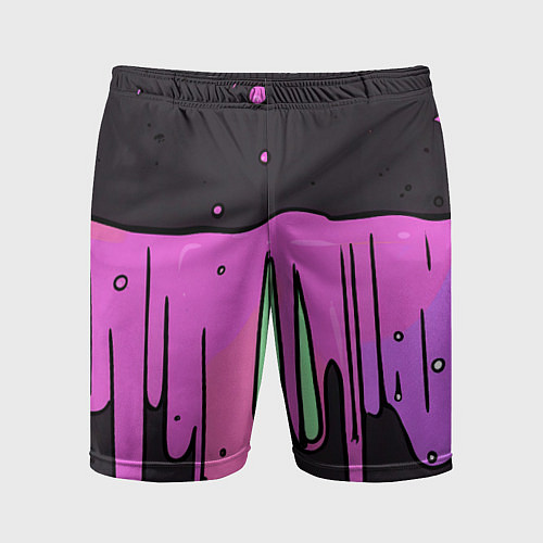 Мужские спортивные шорты Фиолетовая текстура на черном фоне / 3D-принт – фото 1