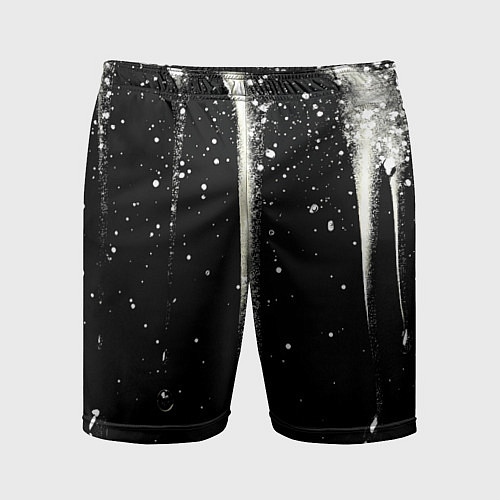 Мужские спортивные шорты Белые брызги на черном / 3D-принт – фото 1
