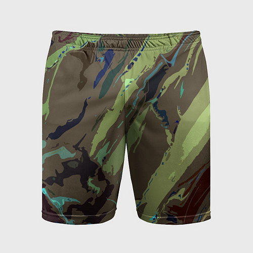 Мужские спортивные шорты Абстракция тон хаки / 3D-принт – фото 1