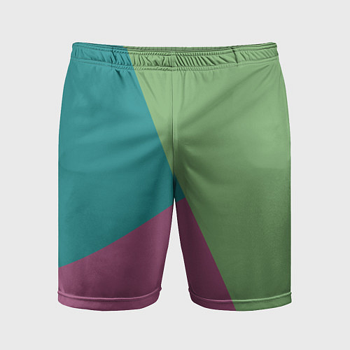 Мужские спортивные шорты Сине-зелёно-розовый тёмный трёхцветный / 3D-принт – фото 1