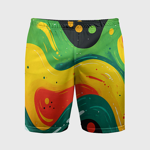 Мужские спортивные шорты Желто-зеленая краска текстура / 3D-принт – фото 1