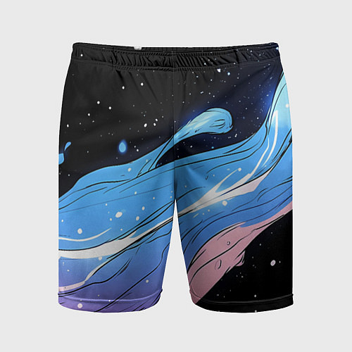 Мужские спортивные шорты Синяя волна на черном - текстура / 3D-принт – фото 1