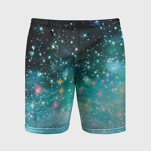 Мужские спортивные шорты Бирюзовые блестки фон / 3D-принт – фото 1
