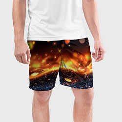 Шорты спортивные мужские Оранжевое боке на черном, цвет: 3D-принт — фото 2