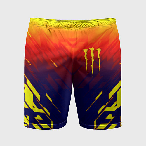 Мужские спортивные шорты Monster energy geometry yellow / 3D-принт – фото 1