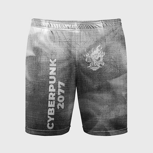 Мужские спортивные шорты Cyberpunk 2077 - grey gradient вертикально / 3D-принт – фото 1