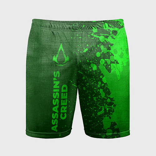 Мужские спортивные шорты Assassins Creed - green gradient по-вертикали / 3D-принт – фото 1
