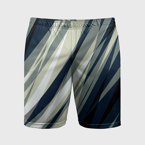 Мужские спортивные шорты Синий с оливковым диагональные полосы / 3D-принт – фото 1