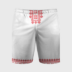 Мужские спортивные шорты Славянский орнамент и узоры - вышиванка рубаха бел