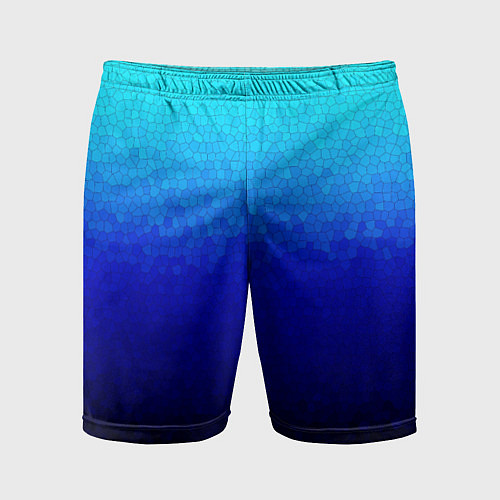 Мужские спортивные шорты Градиент мозаика из голубого в чёрный / 3D-принт – фото 1