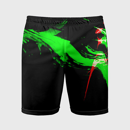 Мужские спортивные шорты Color black green red / 3D-принт – фото 1