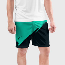 Шорты спортивные мужские Color black light blue, цвет: 3D-принт — фото 2