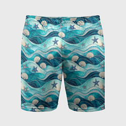 Мужские спортивные шорты Летний узор с ракушками и морскими звездами