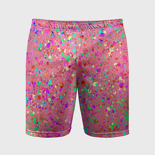 Мужские спортивные шорты Розовый с разноцветными брызгами / 3D-принт – фото 1