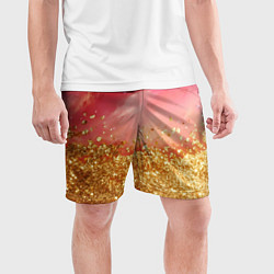 Шорты спортивные мужские Золотая пыльца на розовой текстуре, цвет: 3D-принт — фото 2