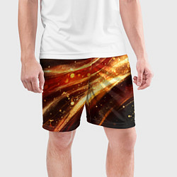 Шорты спортивные мужские Красно-золотая текстура на черном, цвет: 3D-принт — фото 2
