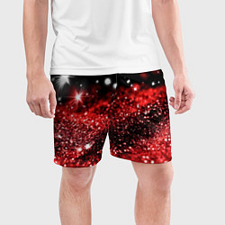 Шорты спортивные мужские Красно-черная блестящая текстура, цвет: 3D-принт — фото 2