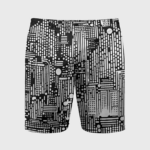 Мужские спортивные шорты Чёрно-белые абстракция точки полоски / 3D-принт – фото 1