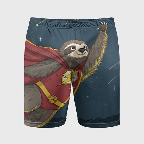 Мужские спортивные шорты Ленивец-супергерой / 3D-принт – фото 1