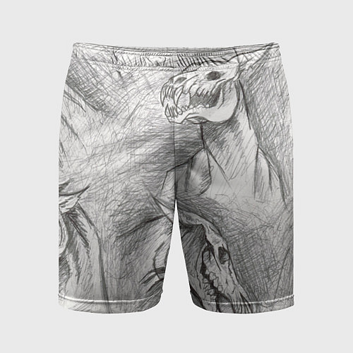 Мужские спортивные шорты Черепа лошадей - эскиз / 3D-принт – фото 1
