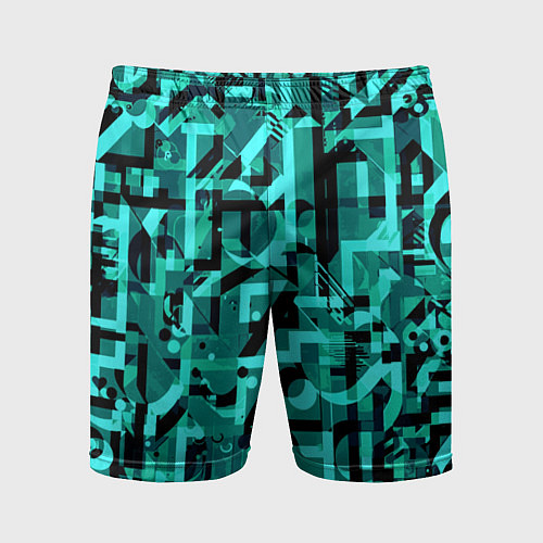 Мужские спортивные шорты Неоновый голубой объёмный эффект / 3D-принт – фото 1