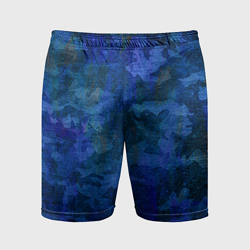 Мужские спортивные шорты Абстракция - blue uniform camouflage / 3D-принт – фото 1
