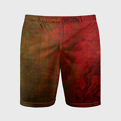 Мужские спортивные шорты Абстракция - green circles in red