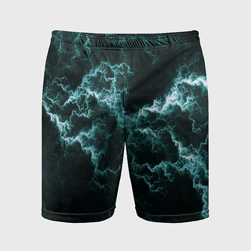 Мужские спортивные шорты Lightning light blue line / 3D-принт – фото 1
