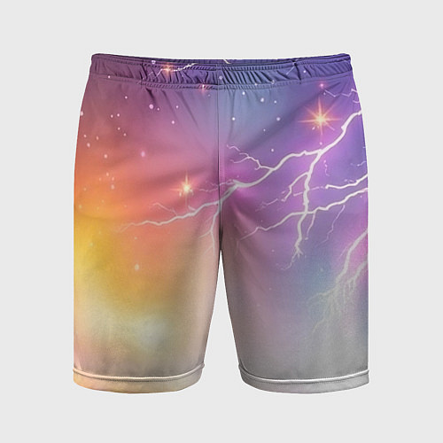 Мужские спортивные шорты Магический фон с молниями и звездами / 3D-принт – фото 1