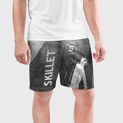 Шорты спортивные мужские Skillet - grey gradient вертикально, цвет: 3D-принт — фото 2