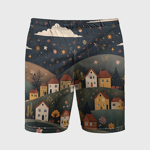 Мужские спортивные шорты Сказочный городок / 3D-принт – фото 1