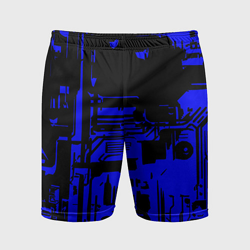 Мужские спортивные шорты Чёрный и синий ультрамарин абстракция / 3D-принт – фото 1