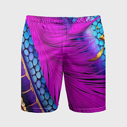 Мужские спортивные шорты Чешуя и розовое перо