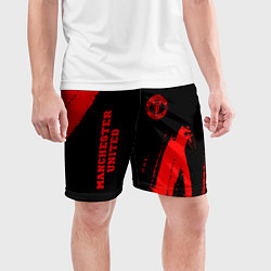 Шорты спортивные мужские Manchester United - red gradient вертикально, цвет: 3D-принт — фото 2