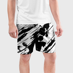 Шорты спортивные мужские Брызги и штрихи черной краски, цвет: 3D-принт — фото 2