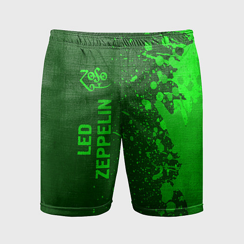 Мужские спортивные шорты Led Zeppelin - green gradient по-вертикали / 3D-принт – фото 1