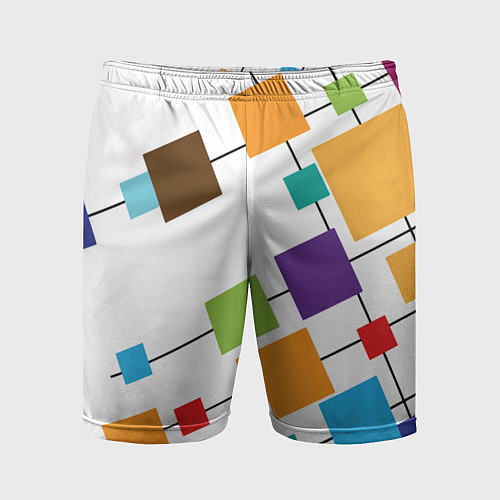 Мужские спортивные шорты Разноцветные квадраты / 3D-принт – фото 1
