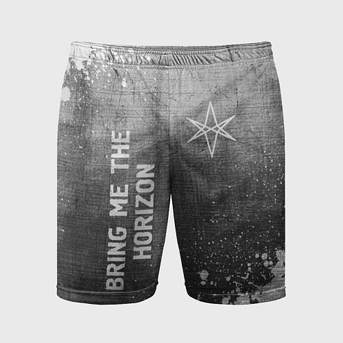 Мужские спортивные шорты Bring Me the Horizon - grey gradient вертикально / 3D-принт – фото 1