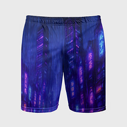 Шорты спортивные мужские Одинокий город неона, цвет: 3D-принт