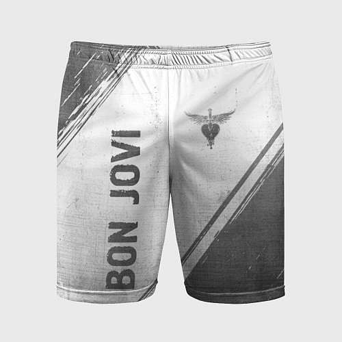 Мужские спортивные шорты Bon Jovi - white gradient вертикально / 3D-принт – фото 1
