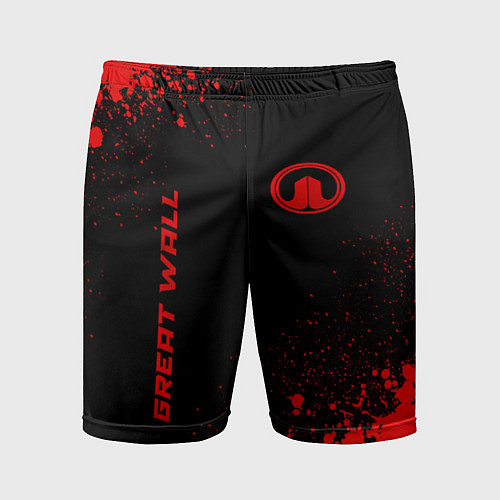 Мужские спортивные шорты Great Wall - red gradient вертикально / 3D-принт – фото 1