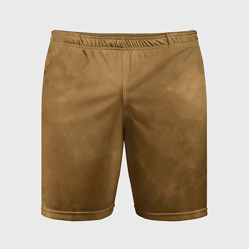 Мужские спортивные шорты Светлый оливково-коричневый однотонный текстурный / 3D-принт – фото 1