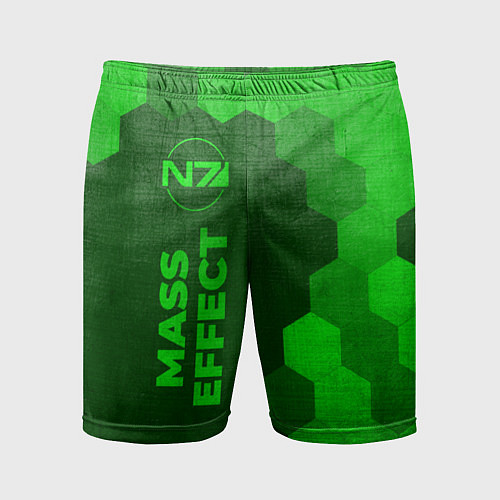 Мужские спортивные шорты Mass Effect - green gradient по-вертикали / 3D-принт – фото 1