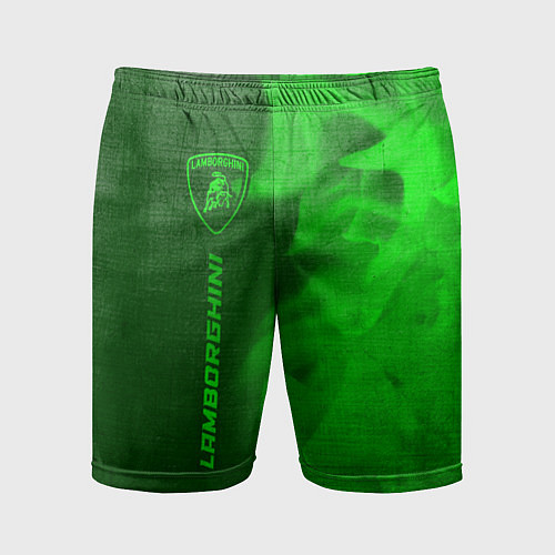 Мужские спортивные шорты Lamborghini - green gradient по-вертикали / 3D-принт – фото 1