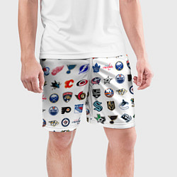 Шорты спортивные мужские Команды НХЛ на белом фоне, цвет: 3D-принт — фото 2