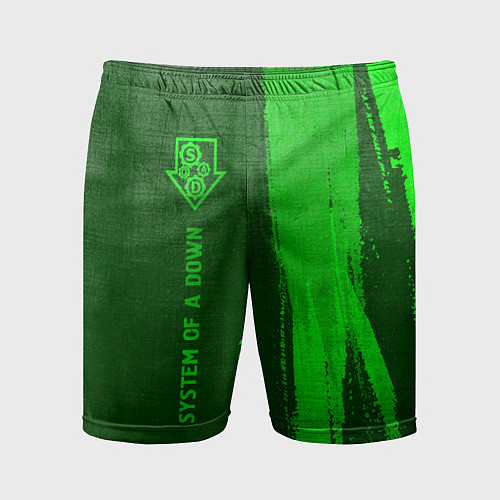 Мужские спортивные шорты System of a Down - green gradient по-вертикали / 3D-принт – фото 1